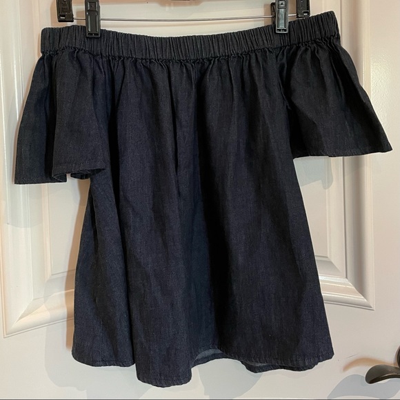 Tops - Lilya Denim Off the Shoulder Top (Small)